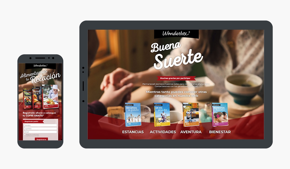 mock wonderbox landing page dispositivos